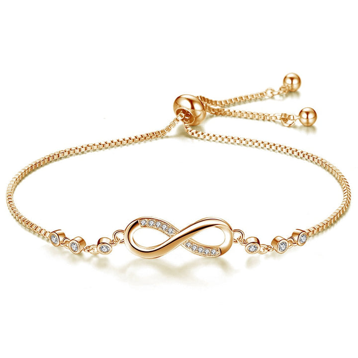 Infinity Symbol Bracelet with Adjustable Clasp and Tarnish Resistant Chain