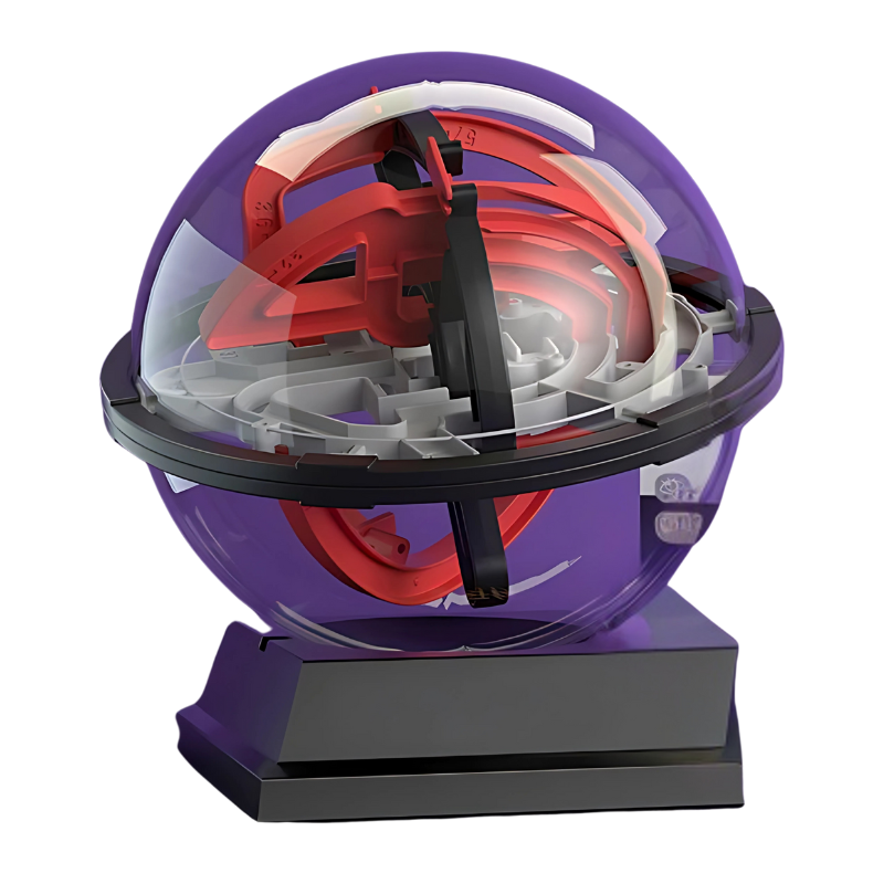 3D Spherical Maze Puzzle with Numbered Pathways and Four Difficulty Levels