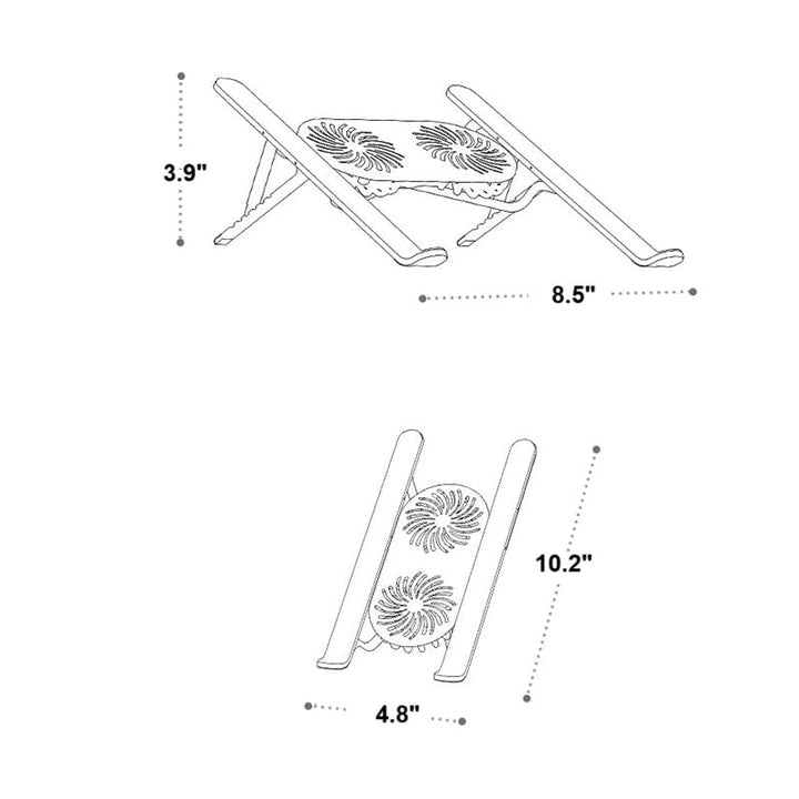 Foldable Laptop Stand with 360° Rotating Cooling Fans and Adjustable Height
