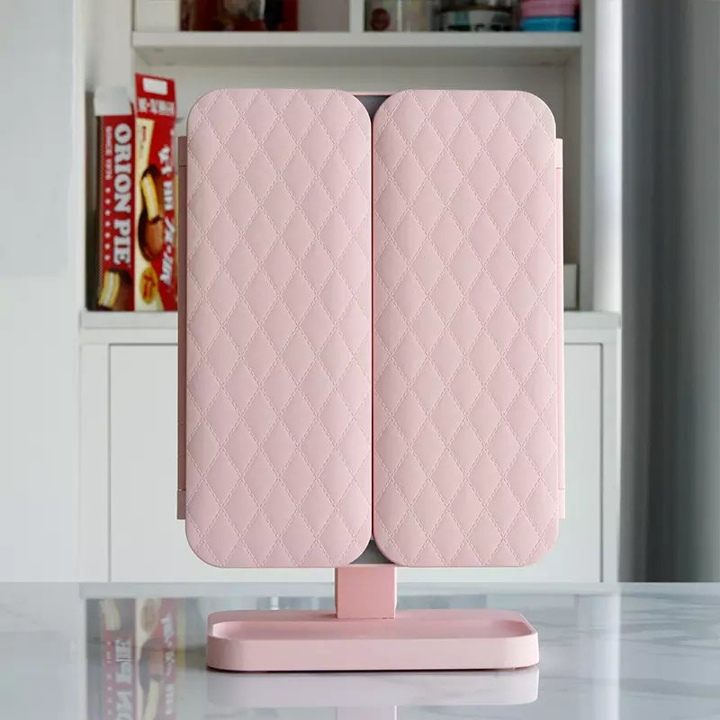Triple Panel Makeup Mirror with LED Light and 2x 3x Magnification, Rechargeable