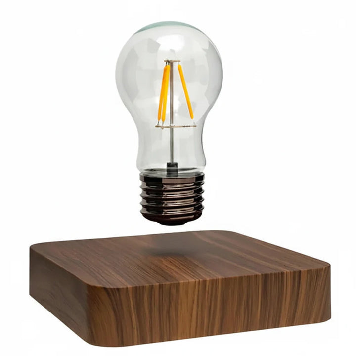 Floating Bulb Lamp with Walnut Wood Base and Magnetic Levitation, 50000 Hour LED