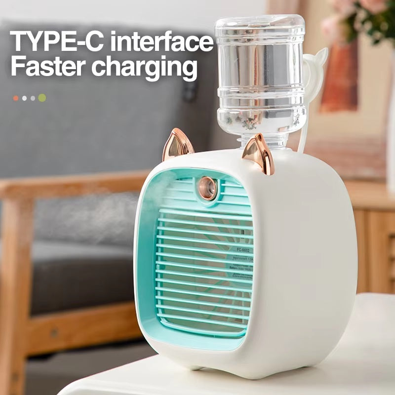 Mini Air Conditioner with 3-Speed Fan and Mist Sprayer