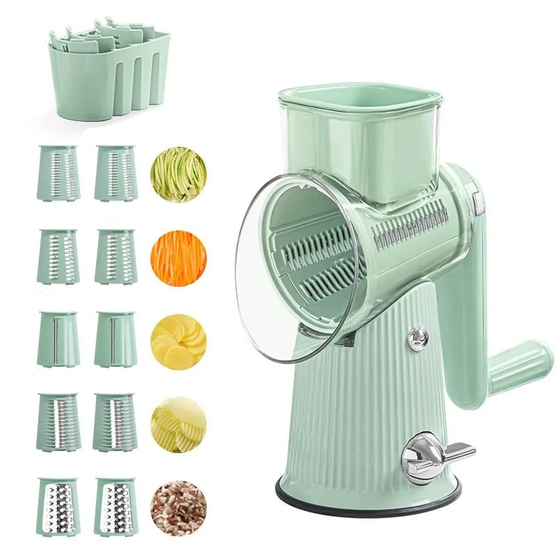 Manual Vegetable Grater with Protected Blade Chamber and Multiple Grating Options