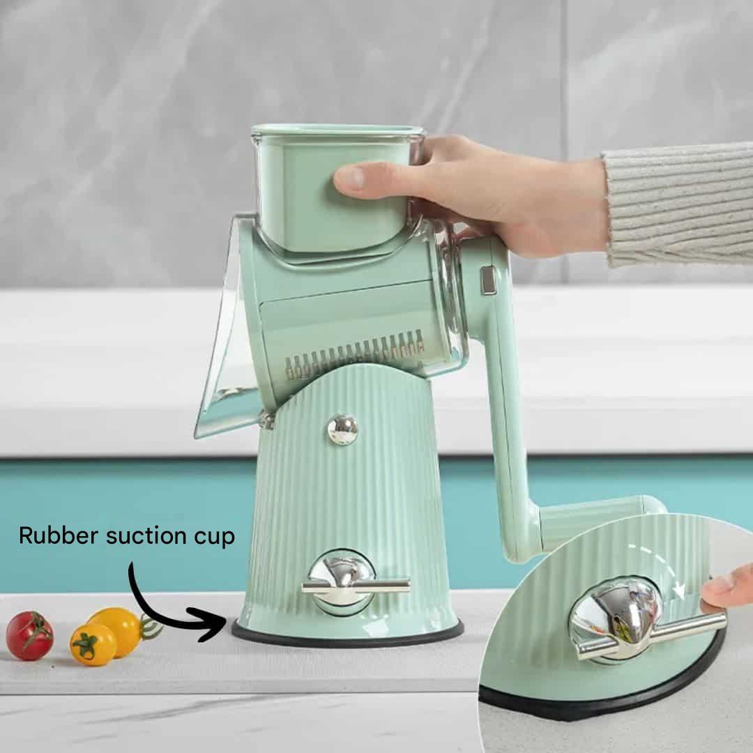 Manual Vegetable Grater with Protected Blade Chamber and Multiple Grating Options