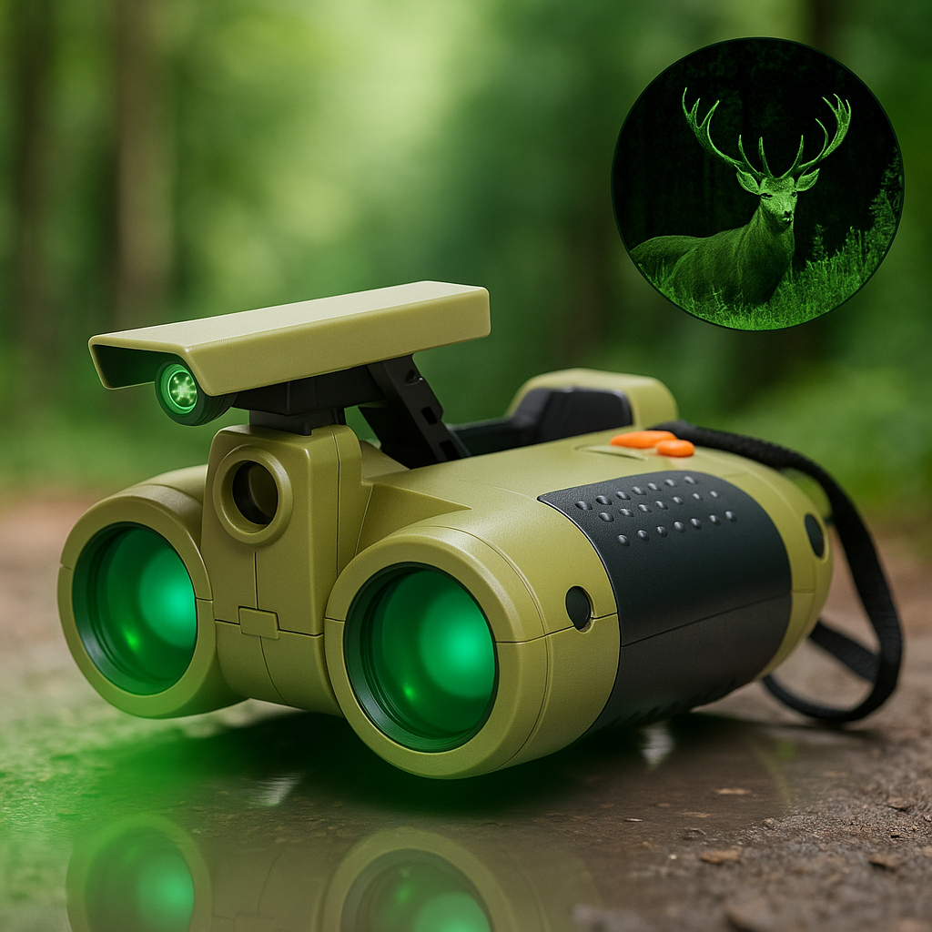 Kids Low-Light Binoculars with 4x Magnification and Popup Light, 25ft Range