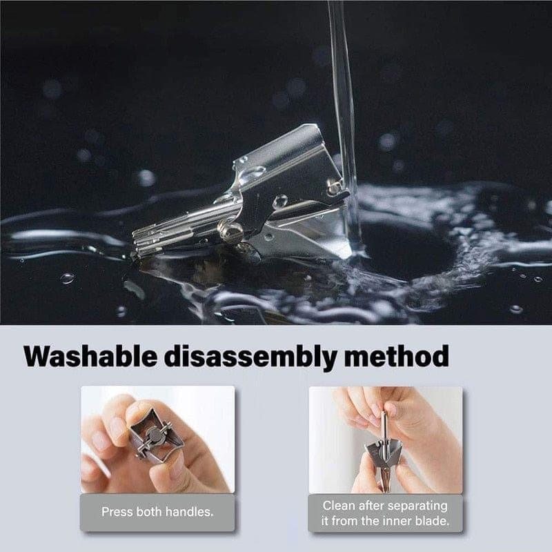 Manual Nose and Ear Hair Trimmer with Stainless Steel Blades and Ergonomic Grip
