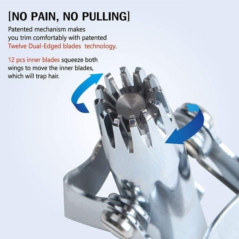 Manual Nose and Ear Hair Trimmer with Stainless Steel Blades and Ergonomic Grip