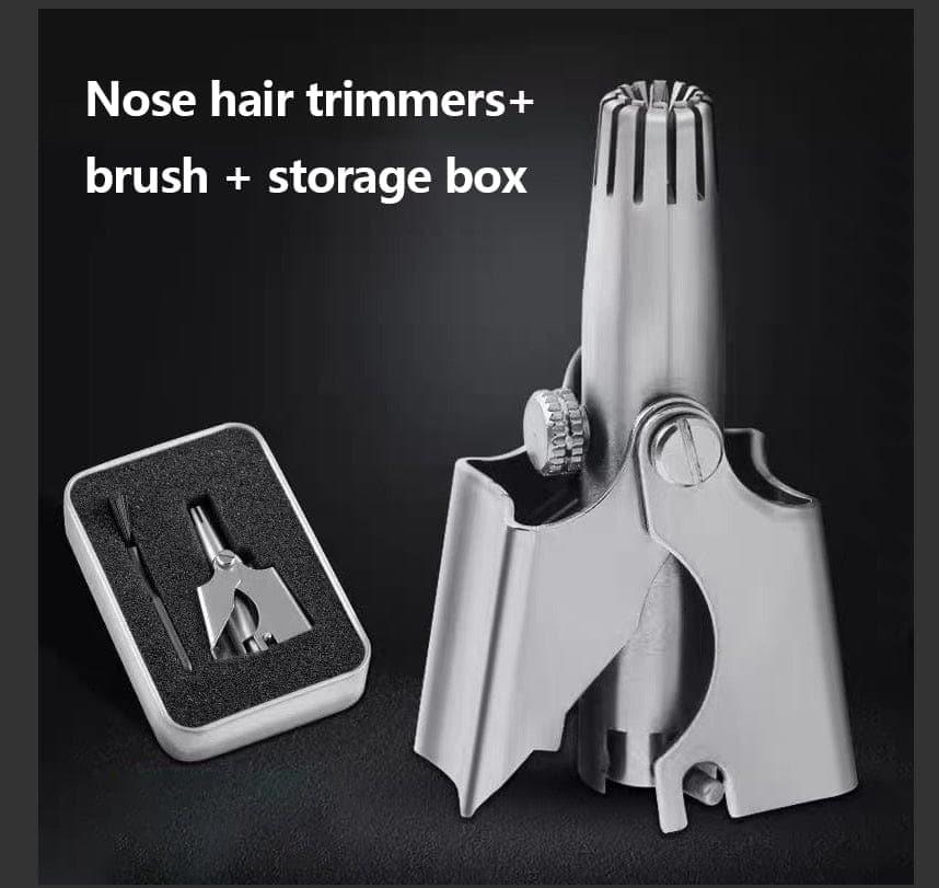 Manual Nose and Ear Hair Trimmer with Stainless Steel Blades and Ergonomic Grip