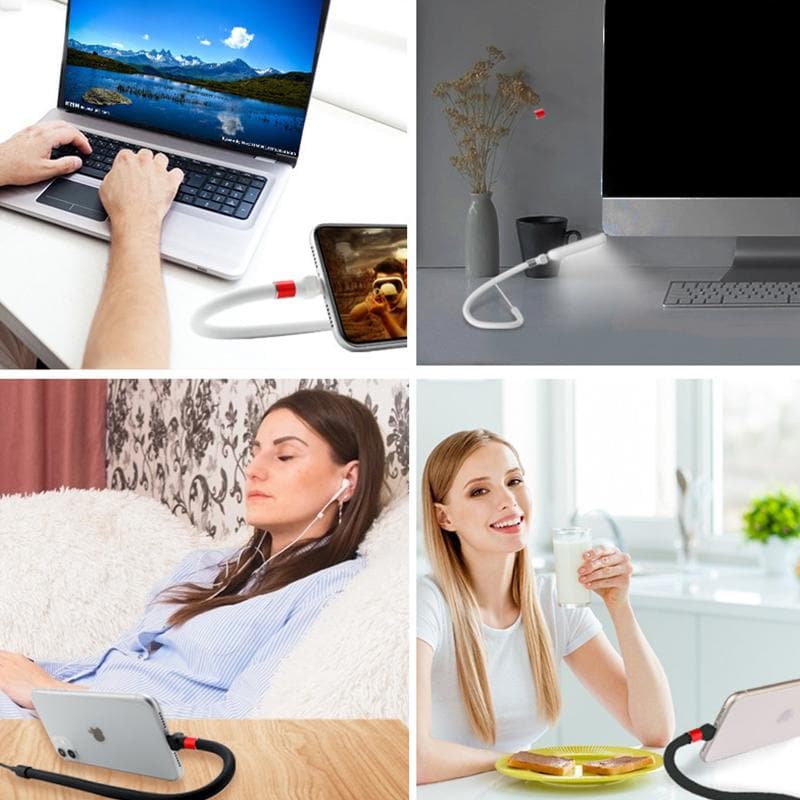 Foldable Phone Charging Cable with Stand Function and Data Transfer, 2.4A Fast Charge
