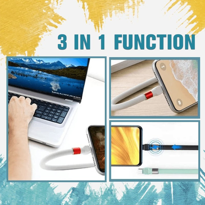 Foldable Phone Charging Cable with Stand Function and Data Transfer, 2.4A Fast Charge