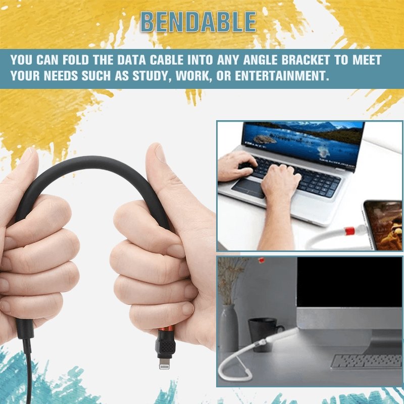 Foldable Phone Charging Cable with Stand Function and Data Transfer, 2.4A Fast Charge