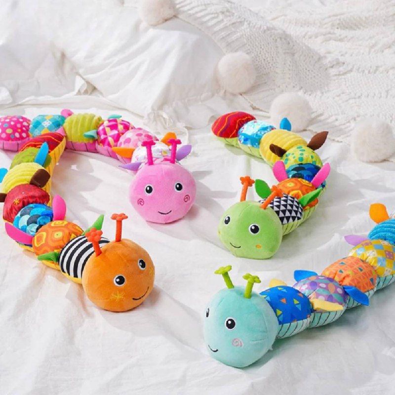 Plush Caterpillar with Musical Squeeze Segments and Bright colours for Babies