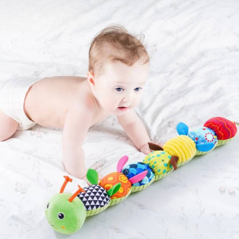 Plush Caterpillar with Musical Squeeze Segments and Bright colours for Babies