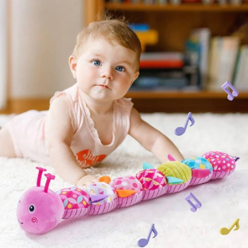 Plush Caterpillar with Musical Squeeze Segments and Bright colours for Babies