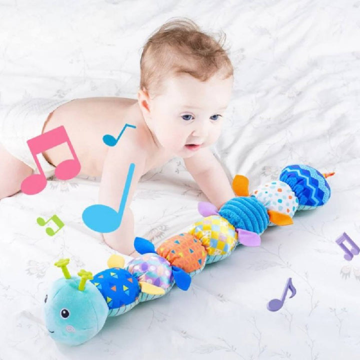 Plush Caterpillar with Musical Squeeze Segments and Bright colours for Babies