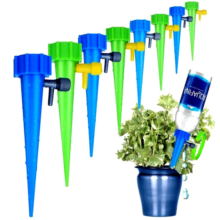 Plant Watering Spikes with Adjustable Flow Valve and Bottle Compatibility, 12-Pack