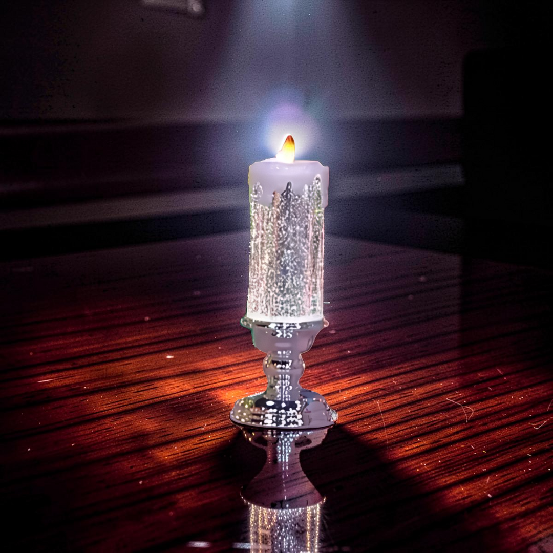 USB Rechargeable LED Glitter Candles with Automatic Swirling Effect