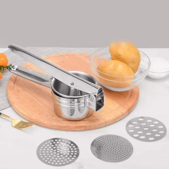 Stainless Steel Potato Ricer with 3 Interchangeable Discs