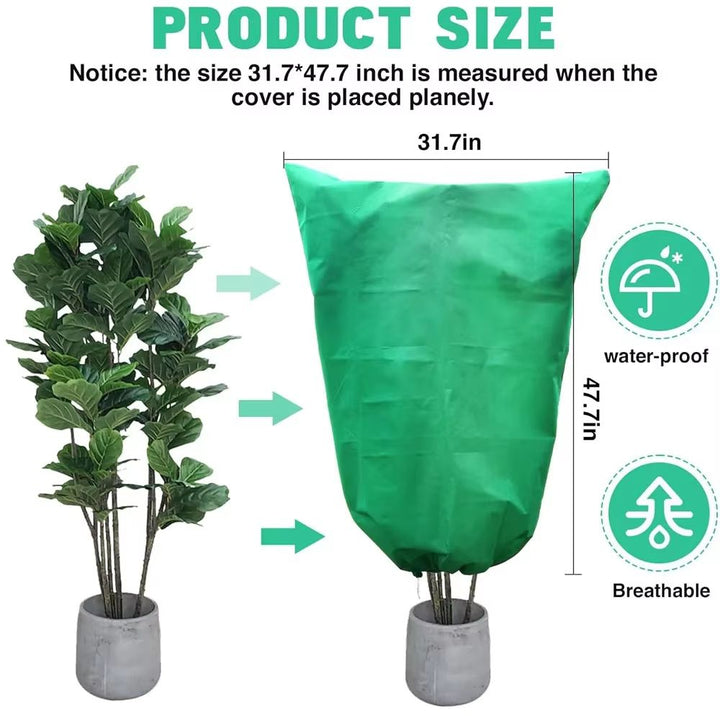 Breathable Plant Frost Cover with Zipper and Drawstring Closure