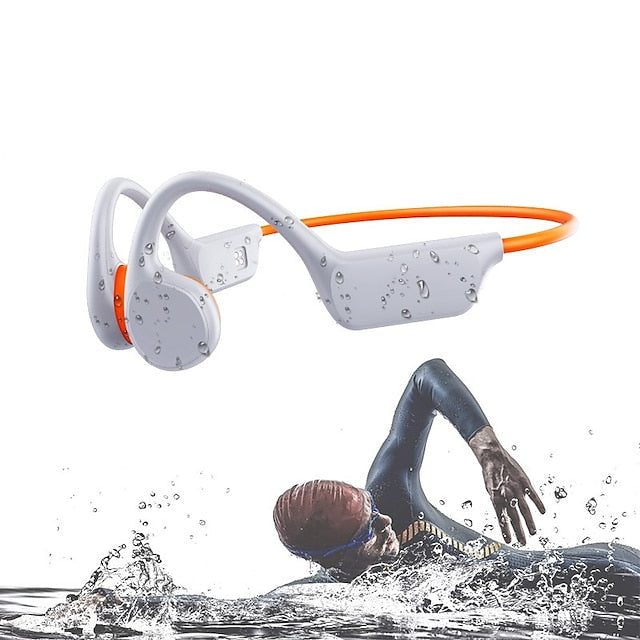 IPX8 Water Resistant Bone Conduction Bluetooth Headset with Mic and 32GB Storage for Swimming