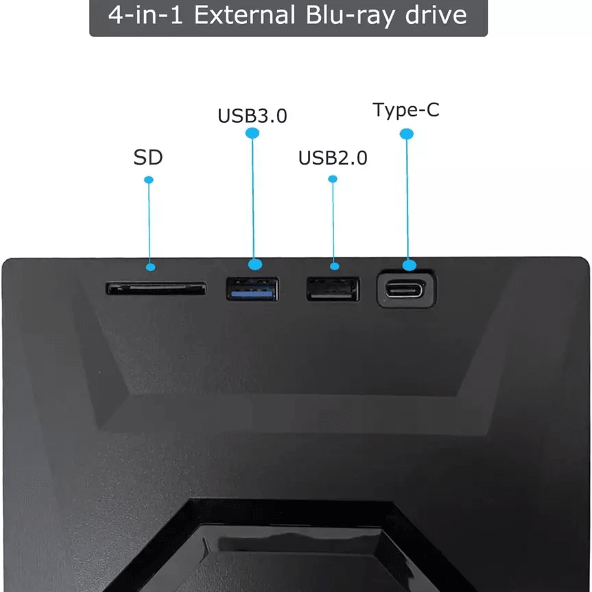 Portable USB CD DVD Drive with Burner and SD Card Hub for Windows and Mac Laptops