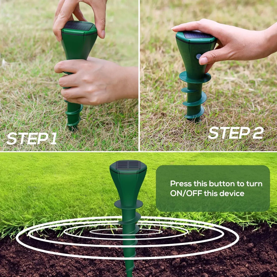 Outdoor Solar Sonic Stake for Snakes and Burrowing Pest Areas