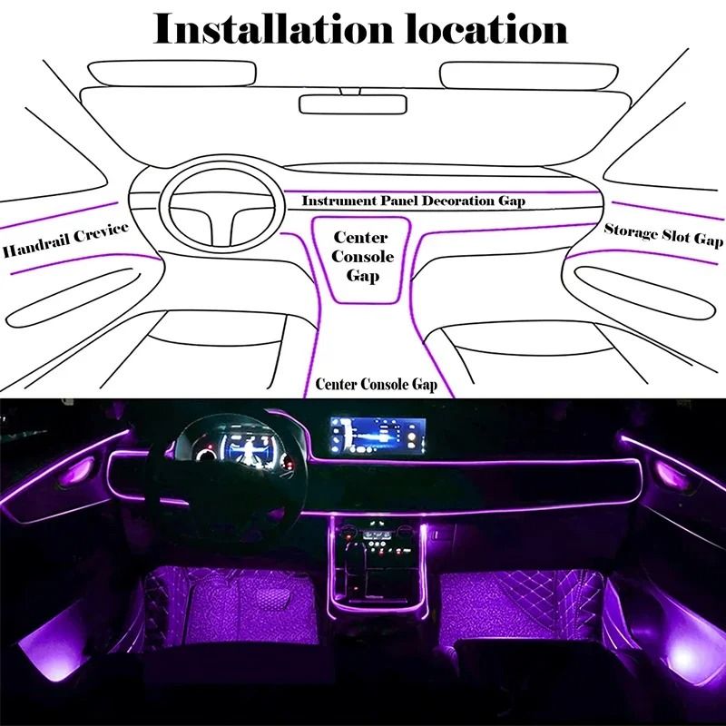 RGB LED Strip Lights for Car Interior with App Control and Flexible Design