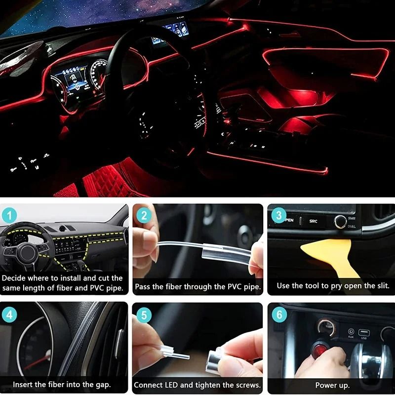 RGB LED Strip Lights for Car Interior with App Control and Flexible Design