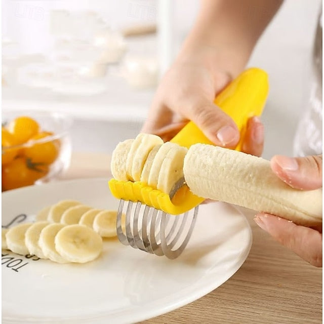 Stainless Steel Manual Fruit and Vegetable Slicer with Portable Design for Salad and Snack Preparation