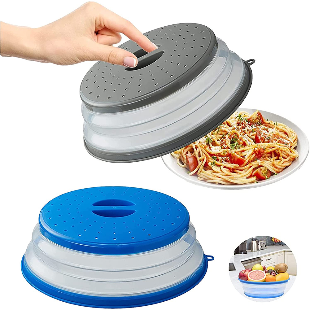 Reusable Silicone Microwave Splatter Guard with Folding Design for Cooking and Food Storage