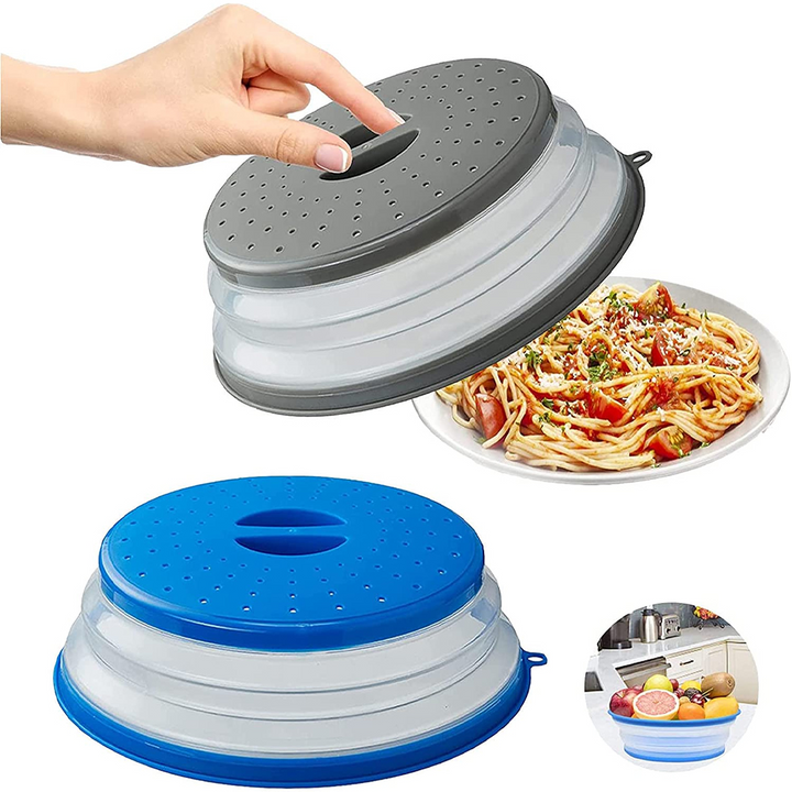 Reusable Silicone Microwave Splatter Guard with Folding Design for Cooking and Food Storage