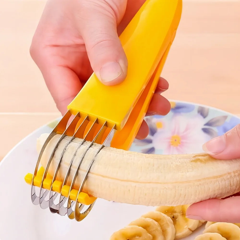 Banana and Vegetable Cutter with Curved Stainless Steel Blade for Kitchen Use