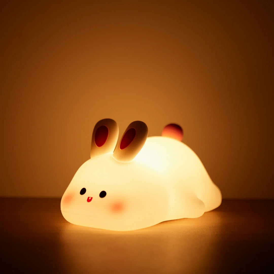 Silicone Rabbit LED Night Light with USB Rechargeable Touch Control for Kids Bedroom and Gifting