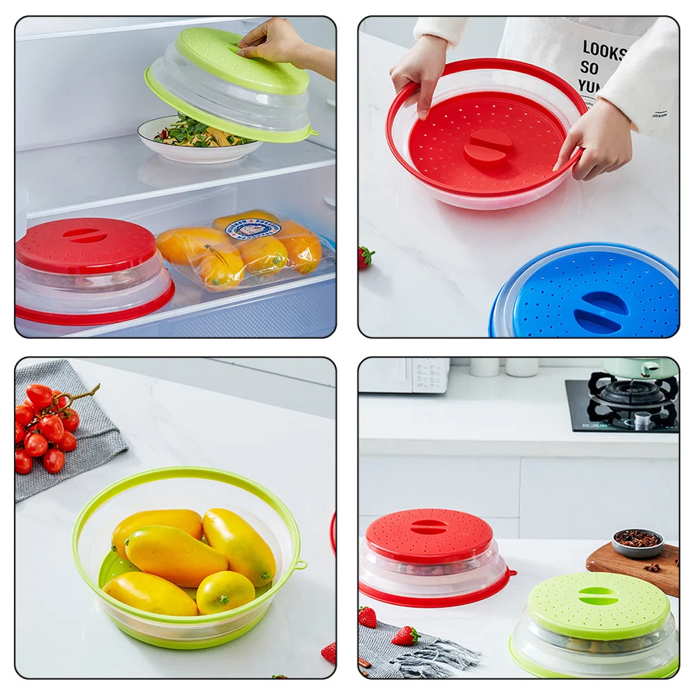 Reusable Silicone Microwave Splatter Guard with Folding Design for Cooking and Food Storage