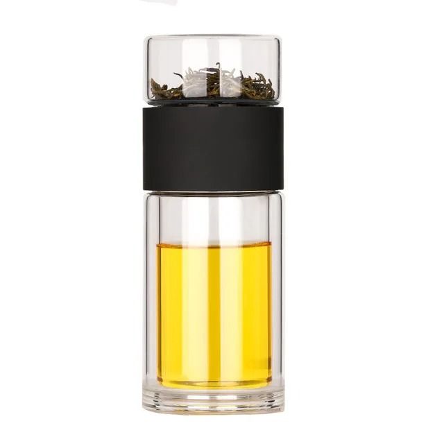 Borosilicate Glass Tea Tumbler with Removable Infuser Strainer for Loose Leaf and Herbal Brewing