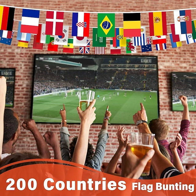 184ft International String Flag Banner with 200 Countries for Sports Events and Classroom Decoration