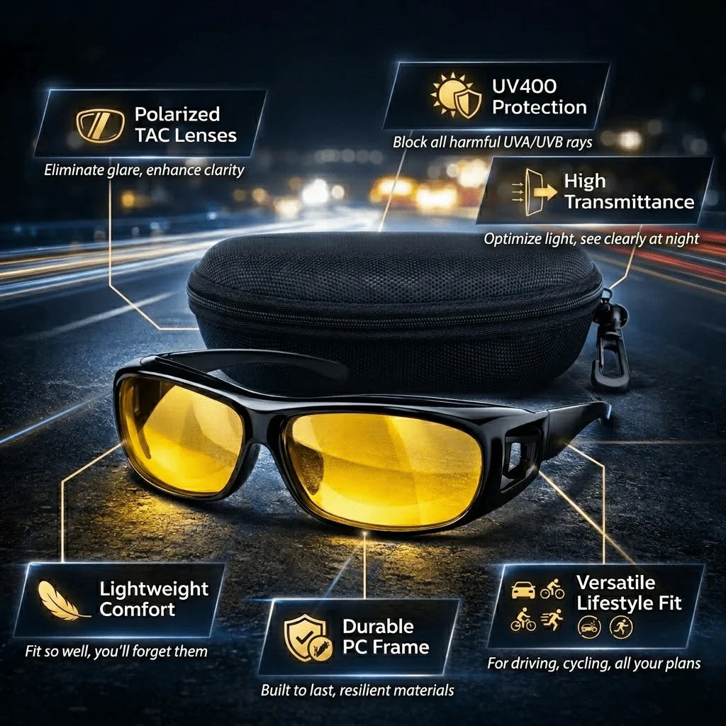 Polarized Driving Eyewear with Anti-Glare Lens for Night Vision