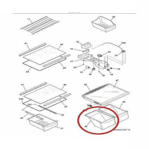 Clear Replacement Crisper Drawer Bottom for Frigidaire and Kenmore Refrigerators