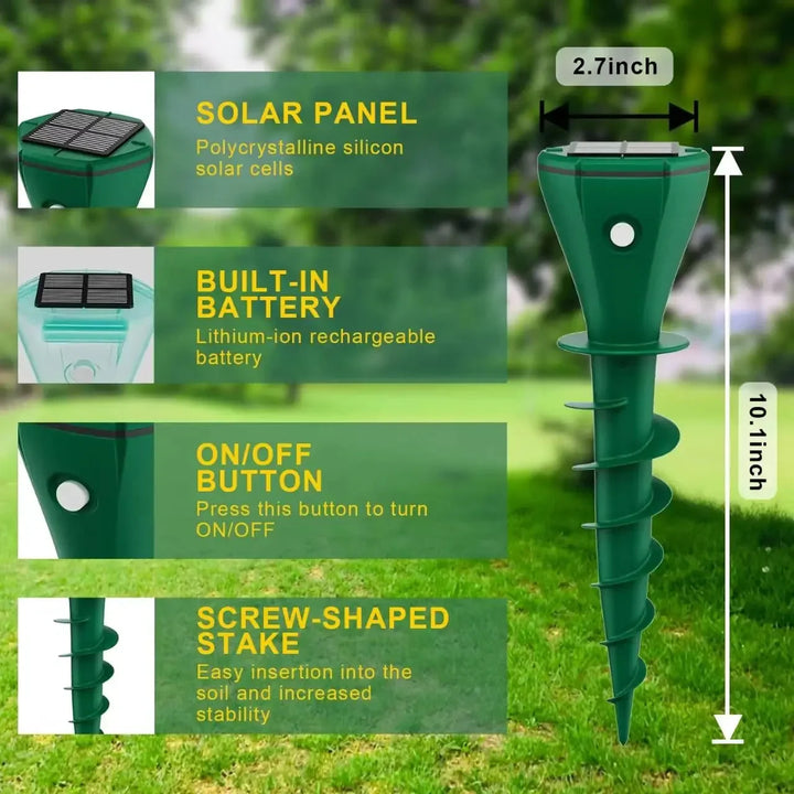 Outdoor Solar Sonic Stake for Snakes and Burrowing Pest Areas