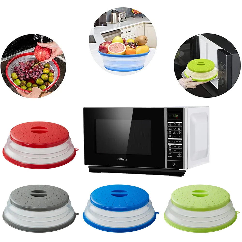 Reusable Silicone Microwave Splatter Guard with Folding Design for Cooking and Food Storage
