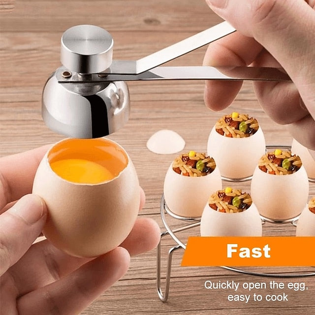 Stainless Steel Egg Shell Cracker and Cutter for Soft Boiled and Century Eggs in Home Kitchen