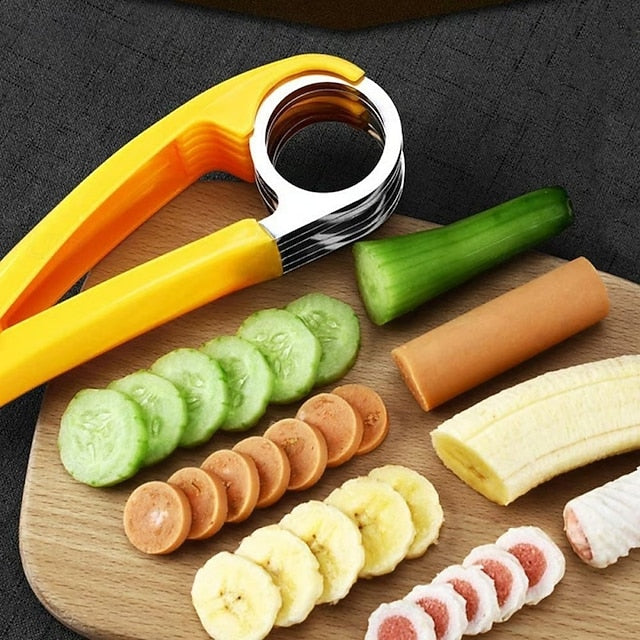 Stainless Steel Manual Fruit and Vegetable Slicer with Portable Design for Salad and Snack Preparation