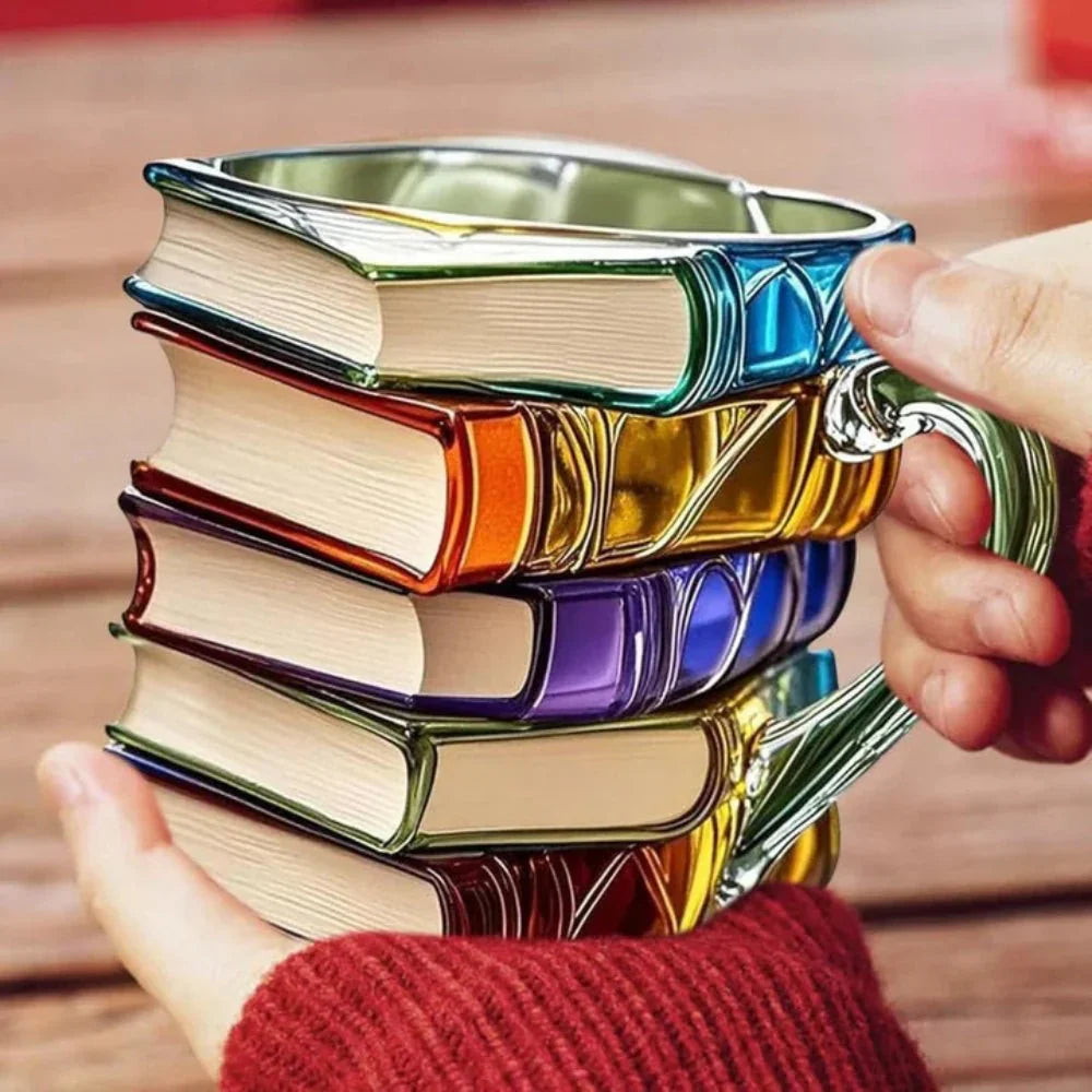 Book Spine Shaped Glass Mug for Literature Enthusiasts and Readers