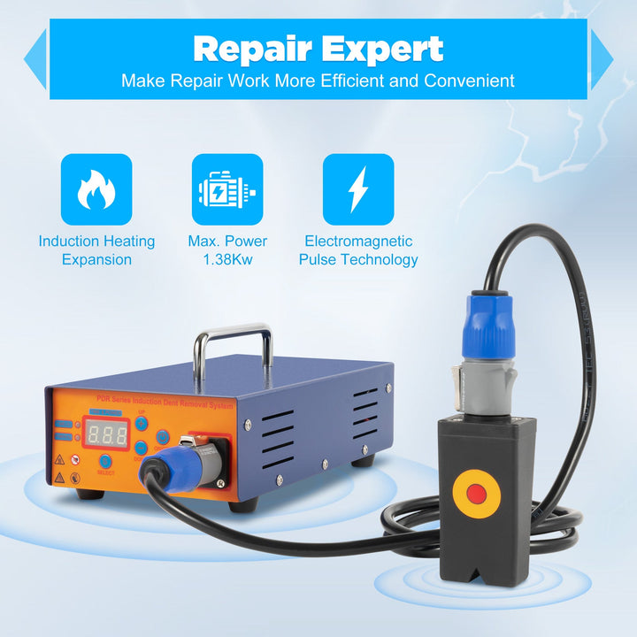 Magnetic Induction Heater Kit for Paintless Dent Repair, 1380W Car Body Restoration Tool Set