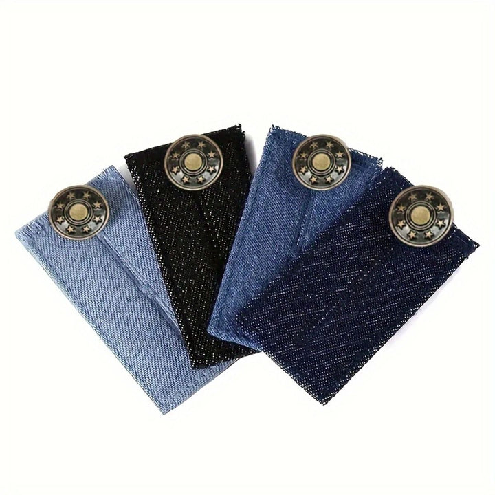 Adjustable Waistband Expander with Button Extension for Trousers and Denim