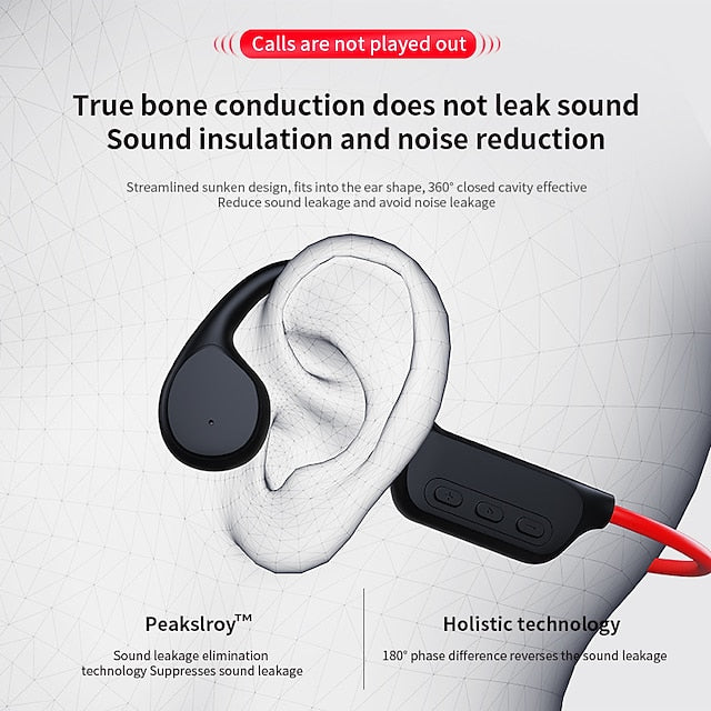 IPX8 Water Resistant Bone Conduction Bluetooth Headset with Mic and 32GB Storage for Swimming