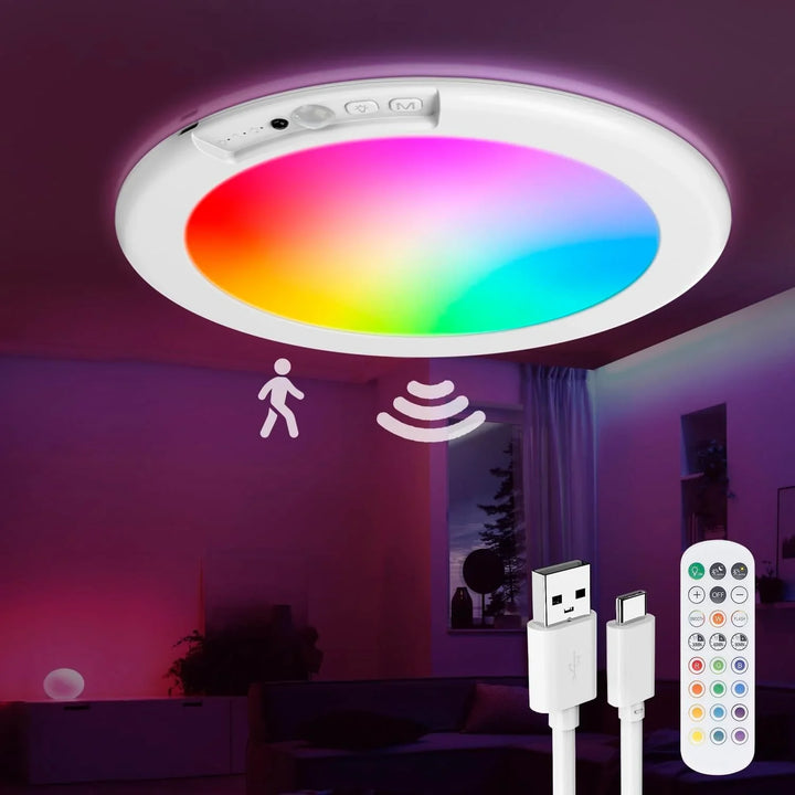 Rechargeable LED Ceiling Fixture with Motion Activated Sensor