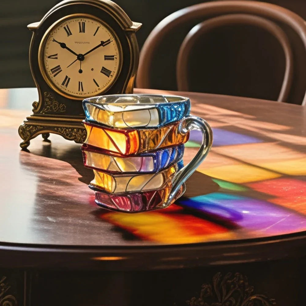 Book Spine Shaped Glass Mug for Literature Enthusiasts and Readers