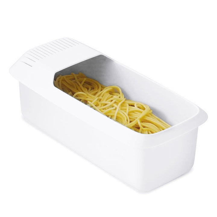 Microwave Pasta Cooker with Built In Strainer for Spaghetti and Vegetable Steaming, Dishwasher Safe