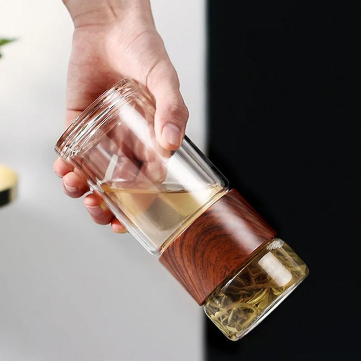 Borosilicate Glass Tea Tumbler with Removable Infuser Strainer for Loose Leaf and Herbal Brewing